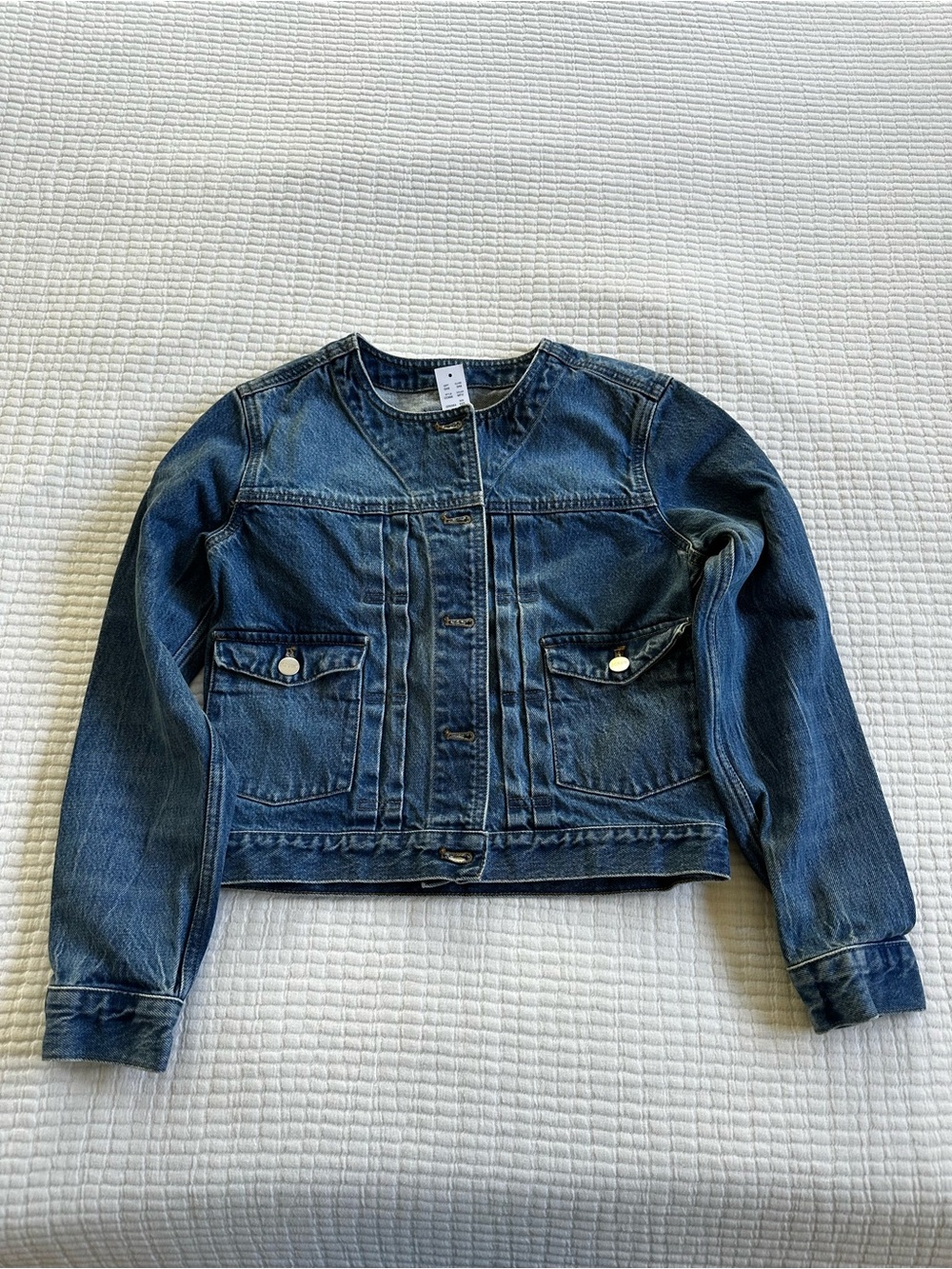J. Crew Women's Collarless Blue Denim Jacket